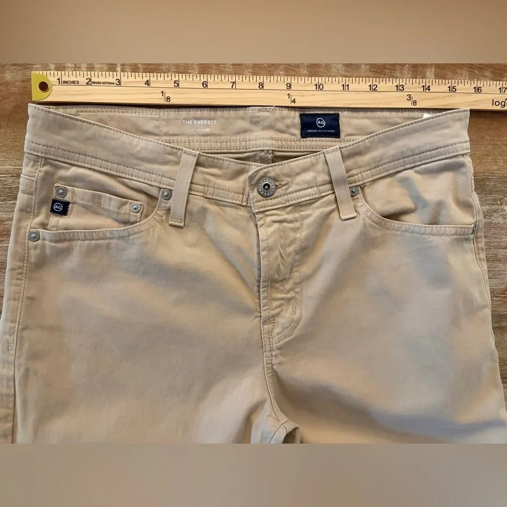 Ag Adriano Goldschmied Pants Men's Size 30 X 32 Everett Slim Straight Khaki Tan